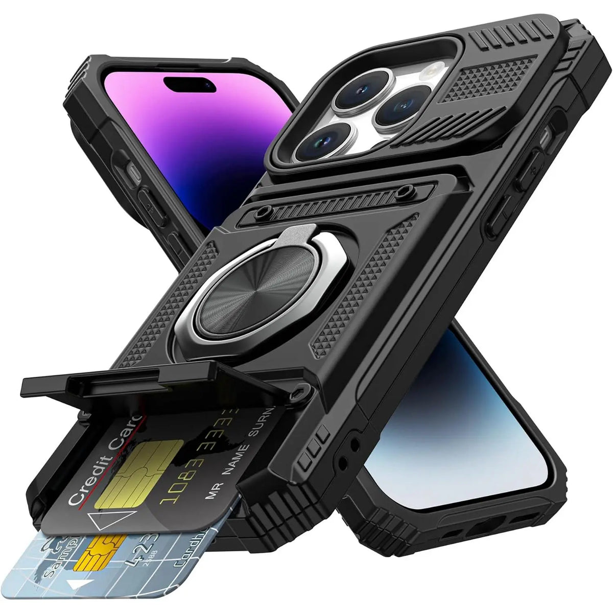 Magnetic Phone Cases for iPhone 18 Pro Max17 Pro Max 16 15 14 13 12 11 Pro Max Plus - 2-Card Holder 360° Magnetic Rotatable Ring Stand Kickstand,Military Grade Protection Heavy Duty Shockproof Protection Accessories for Devices Case for iphone 18 Pro Max