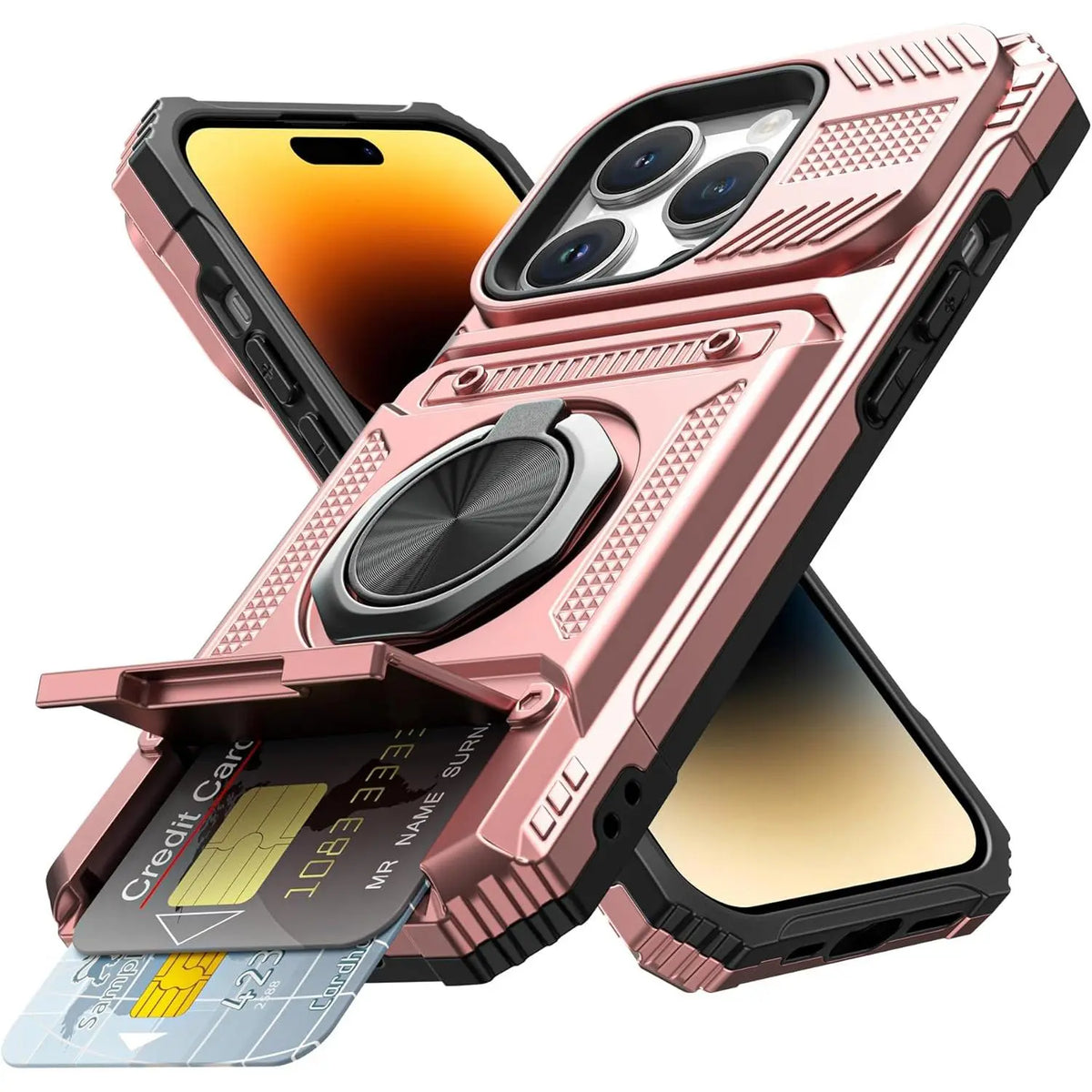 Magnetic Phone Cases for iPhone 18 Pro Max17 Pro Max 16 15 14 13 12 11 Pro Max Plus - 2-Card Holder 360° Magnetic Rotatable Ring Stand Kickstand,Military Grade Protection Heavy Duty Shockproof Protection Accessories for Devices Case for iphone 18 Pro Max