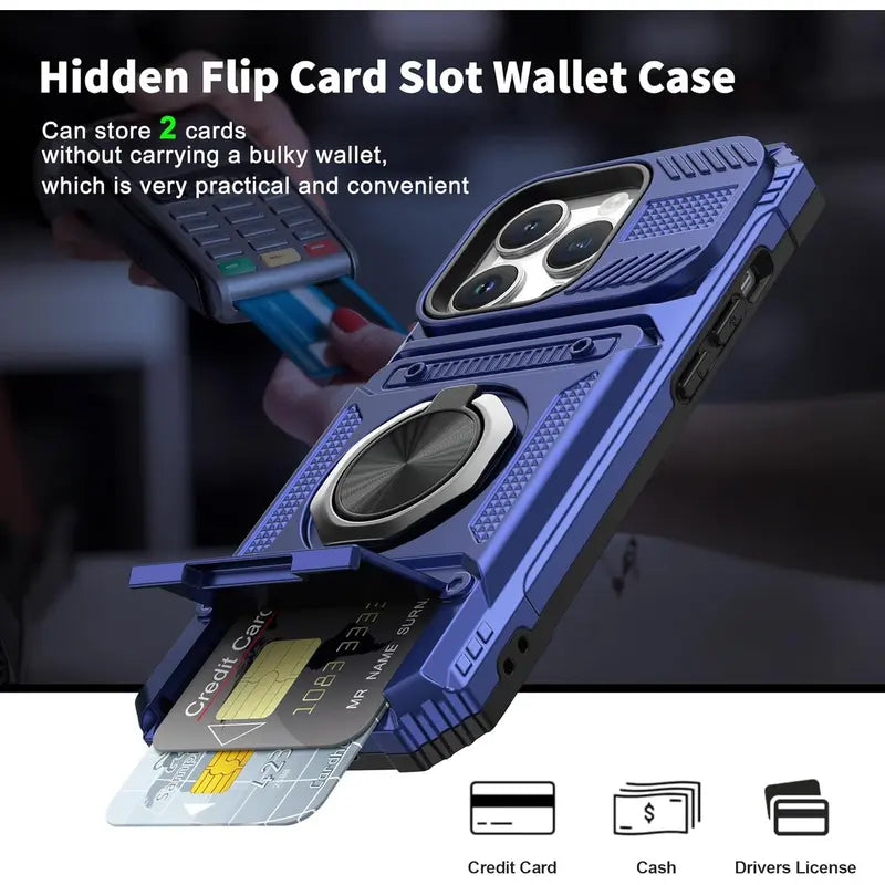 Magnetic Phone Cases for iPhone 18 Pro Max17 Pro Max 16 15 14 13 12 11 Pro Max Plus - 2-Card Holder 360° Magnetic Rotatable Ring Stand Kickstand,Military Grade Protection Heavy Duty Shockproof Protection Accessories for Devices Case for iphone 18 Pro Max