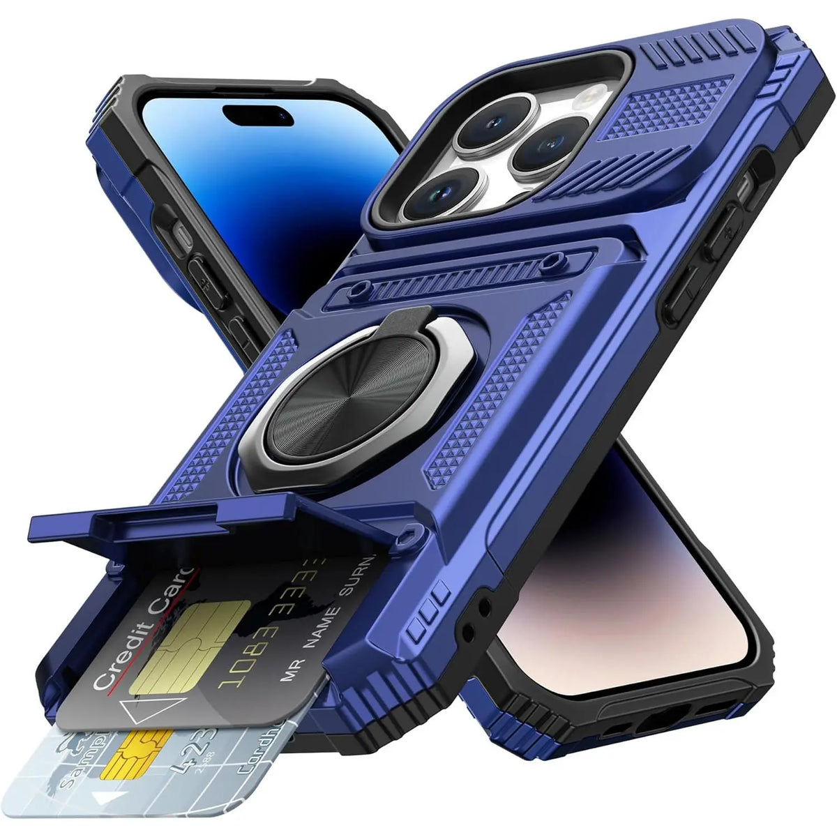 Magnetic Phone Cases for iPhone 18 Pro Max17 Pro Max 16 15 14 13 12 11 Pro Max Plus - 2-Card Holder 360° Magnetic Rotatable Ring Stand Kickstand,Military Grade Protection Heavy Duty Shockproof Protection Accessories for Devices Case for iphone 18 Pro Max